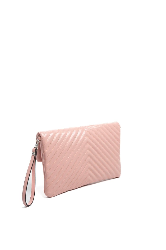 Silver Polo Pudra - Pudra Kapitone V Kadın Portföy ve Clutch El Çantası SP1134