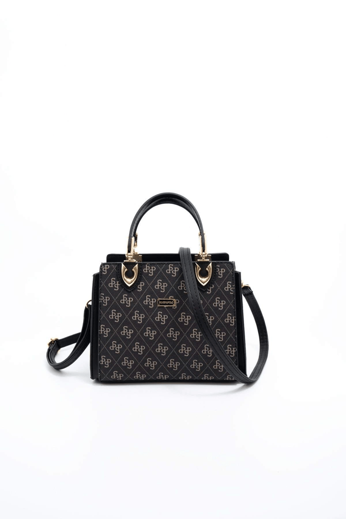 Silver & Polo SP1133 Kadın El Çantası Monogram Füme-Siyah