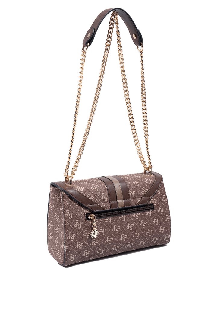 Silver Polo Kahve - Kahve Monogram Kadın Çapraz Çanta SP1139