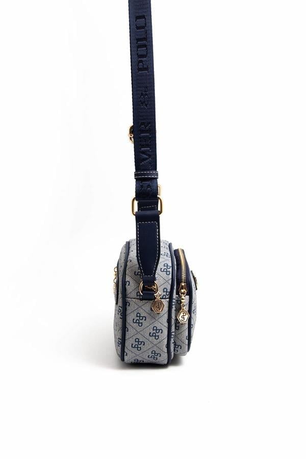 Silver Polo Gri - Lacivert Monogram Kadın Çapraz Çanta SP1111