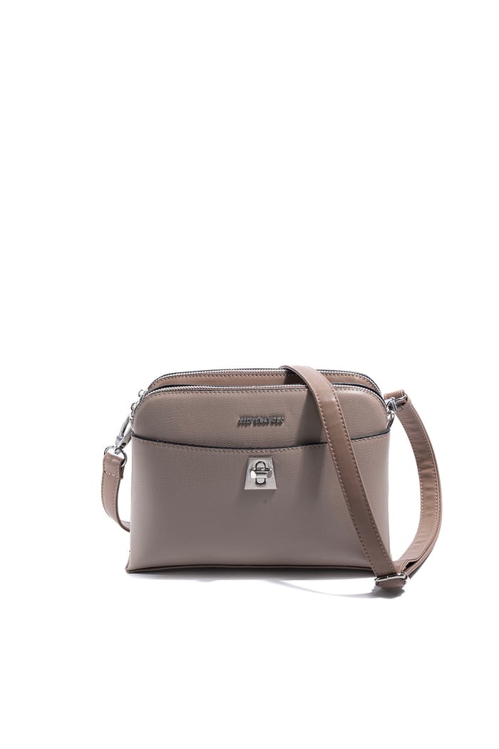 Silver Polo Koyu Bej - Latte Düz Kadın Çapraz Çanta SP623