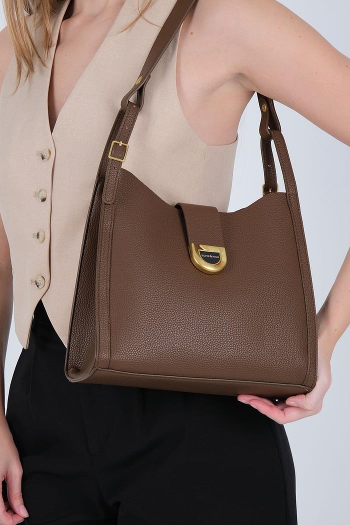 Silver Polo Kahve - Kahve Mini Rolax Kadın Omuz Çantası SP1242