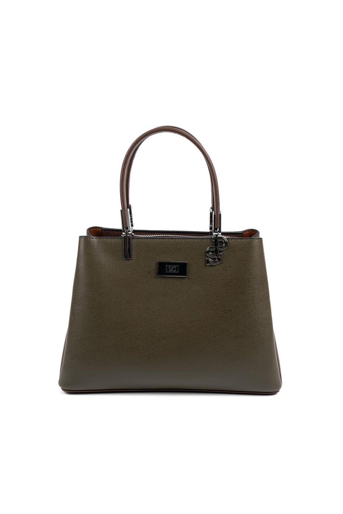 Silver & Polo SP1098 Kadın El Çantası Düz Zeytuni-Kahve