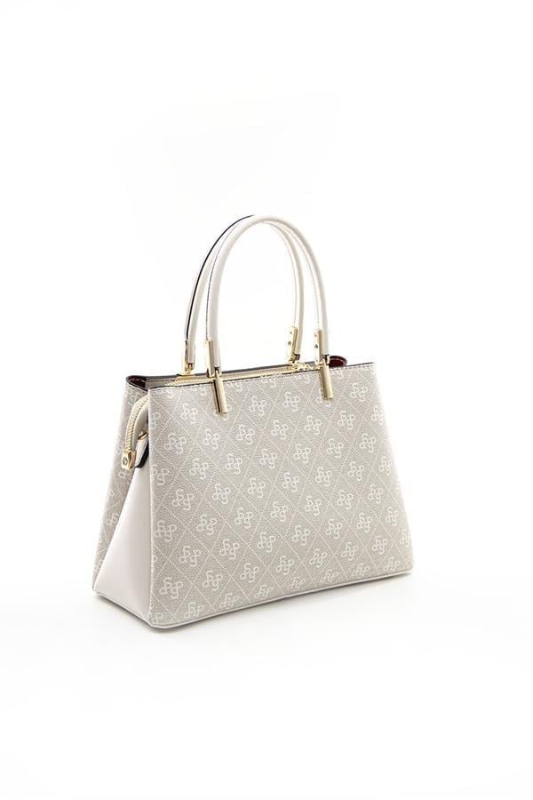 Silver Polo Taş - Kemik Monogram Kadın El Çantası SP1098