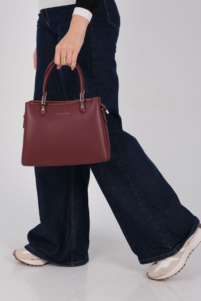 Silver Polo Bordo - Bordo Cilt Kadın El Çantası SP1233