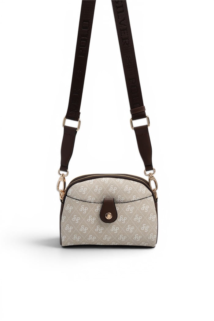 Silver & Polo SP1144 Kadın Çapraz Çanta Monogram Taş-Kahve