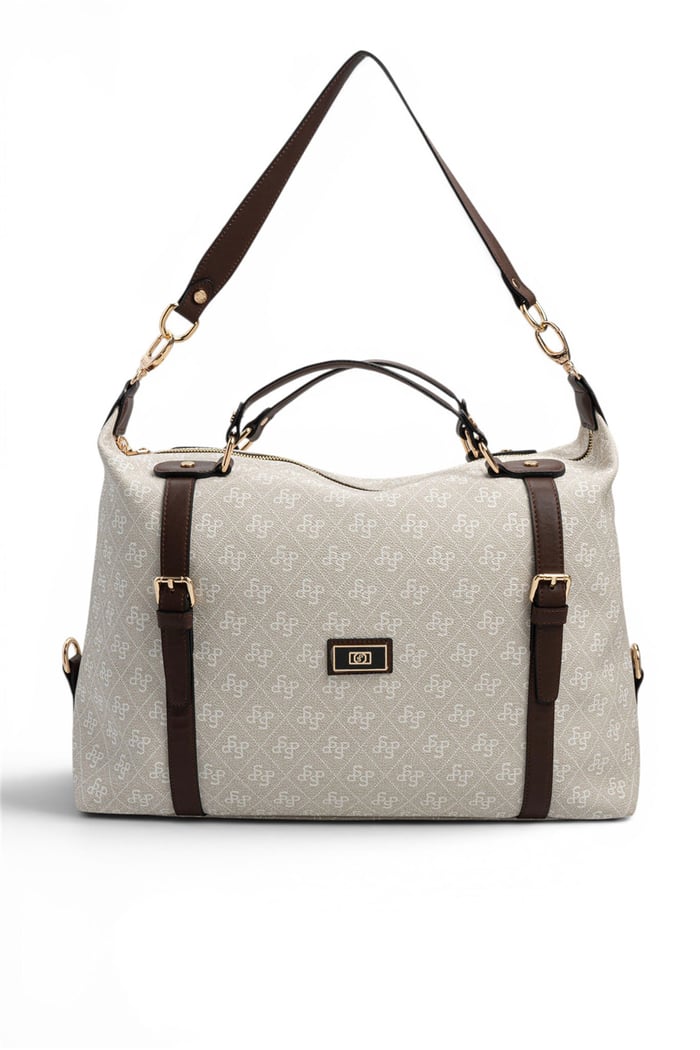 Silver Polo Taş - Kahve Monogram Kadın Seyahat Çantası SP1064