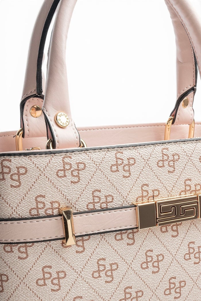 Silver Polo Pembe - Pudra Monogram Kadın El Çantası SP1149
