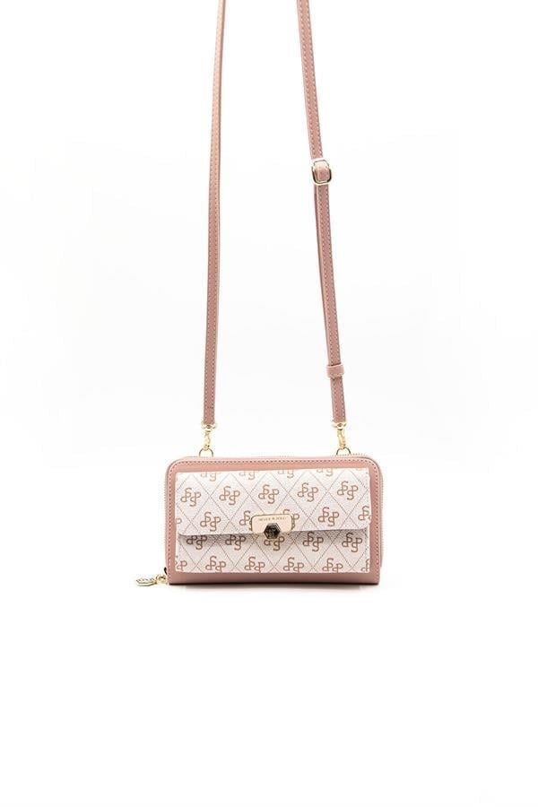 Silver & Polo SP921 Kadın Telefon Çantası Monogram Pembe-Somon