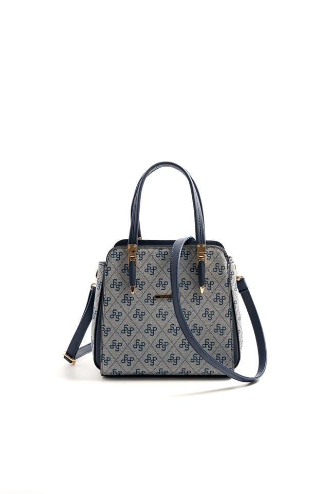 Silver & Polo SP1136 Kadın El Çantası Monogram Gri-Lacivert