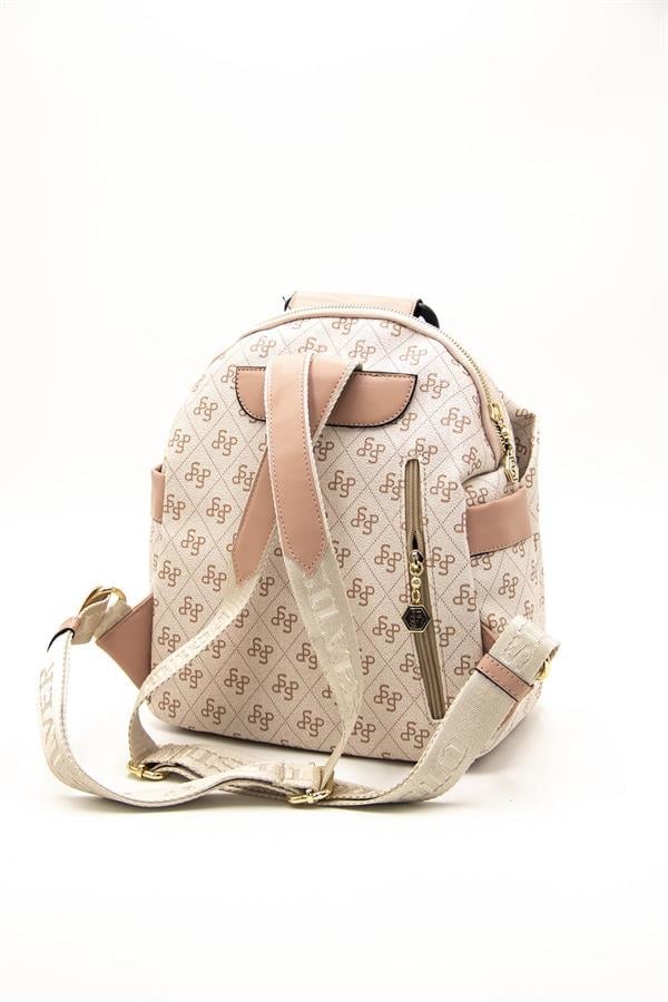 Silver & Polo SP771 Kadın Sırt Çantası Monogram Pembe-Somon