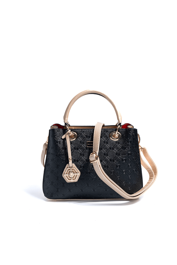 Silver & Polo SP1272 Kadın El Çantası Logolu Siyah-S.Nut
