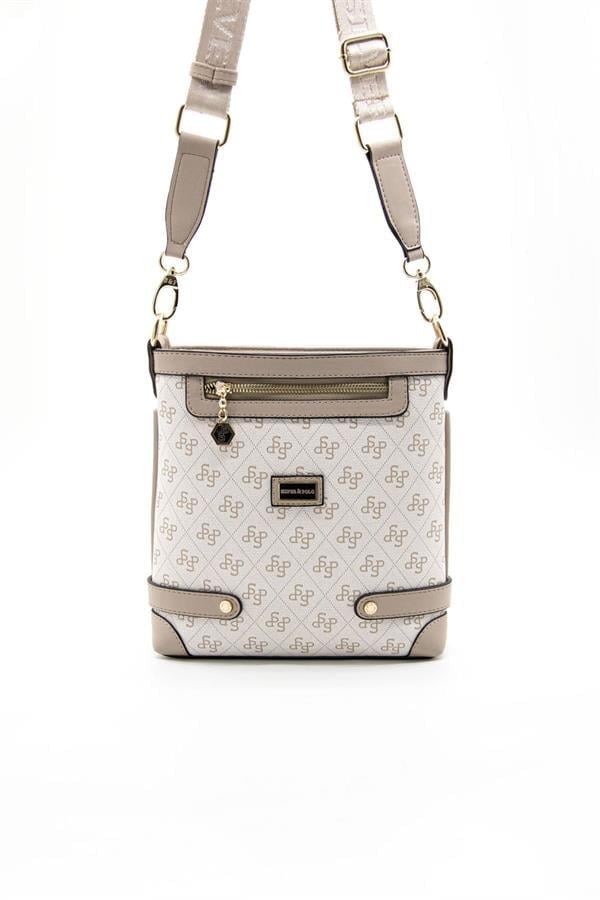 Silver Polo Bej - Kum Monogram Kadın Çapraz Çanta SP1120