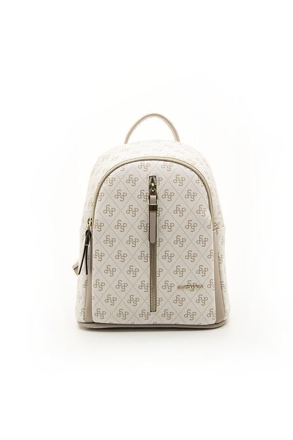 Silver & Polo SP901 Kadın Sırt Çantası Monogram Bej-Kum