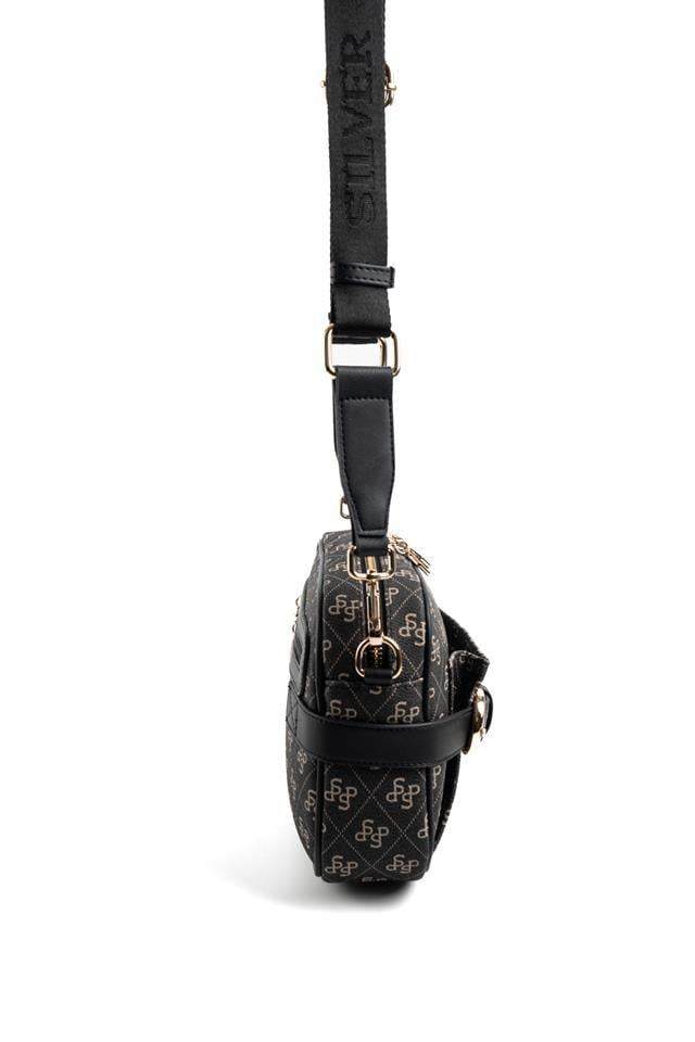 Silver & Polo SP1269 Kadın Çapraz Çanta Monogram Füme-Siyah