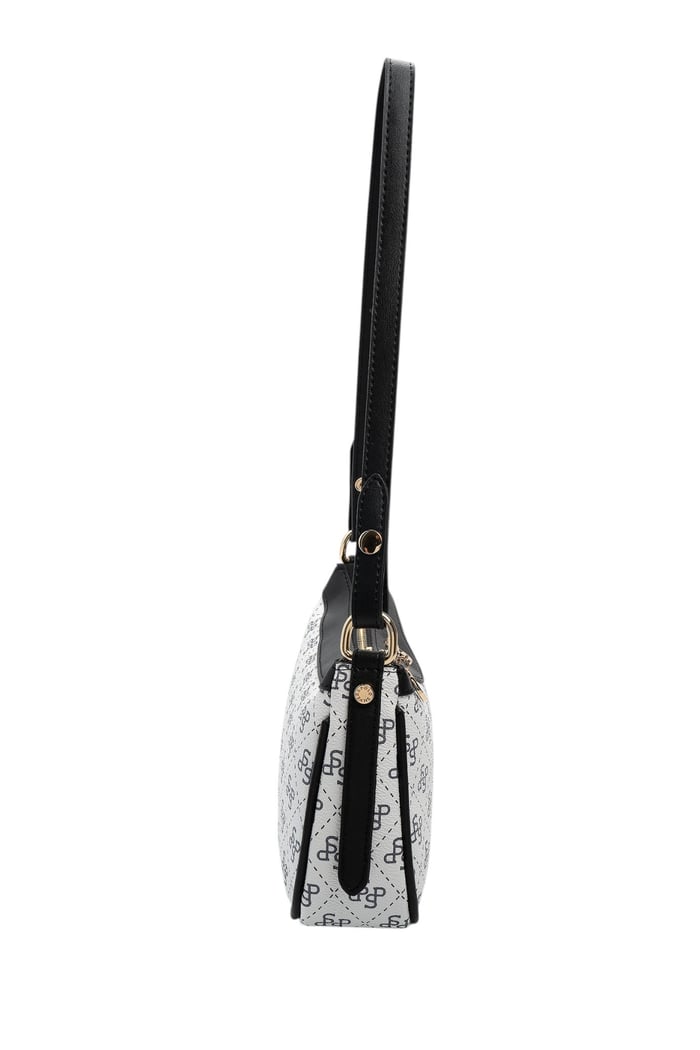 Silver Polo Beyaz - Siyah Monogram Kadın Çapraz Çanta SP1274