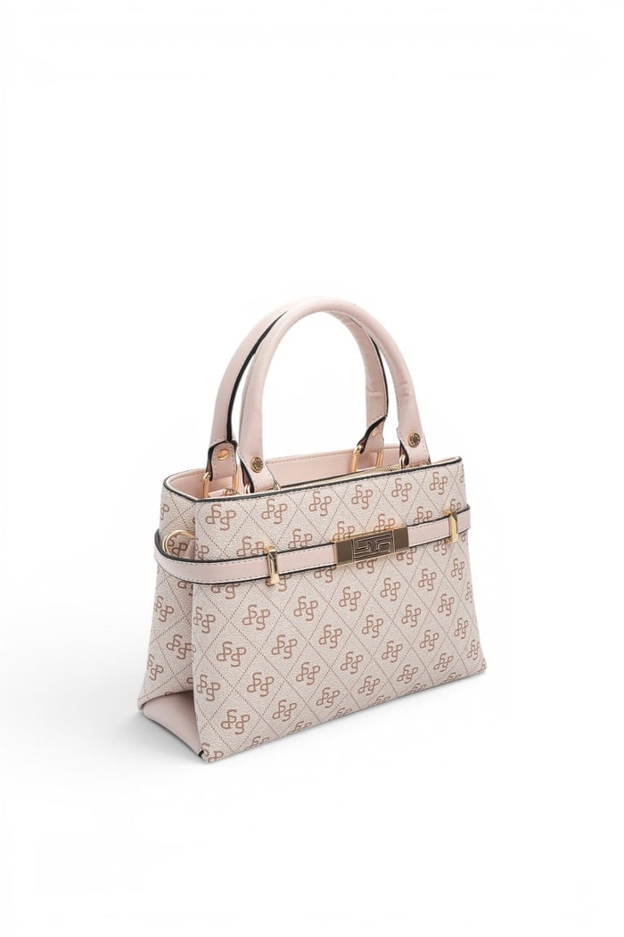 Silver Polo Pembe - Pudra Monogram Kadın El Çantası SP1149