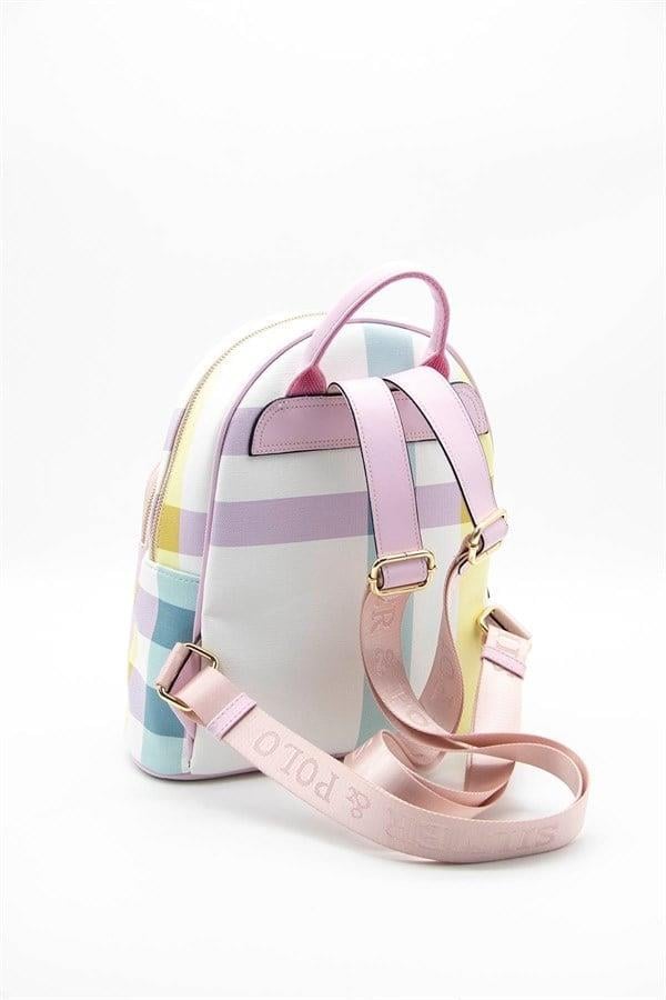 Silver & Polo SP1062 Kadın Sırt Çantası Ekose Lila-Pembe
