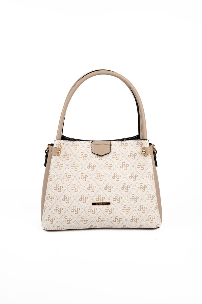 Silver & Polo SP1254 Kadın El Çantası Monogram Bej-Kum