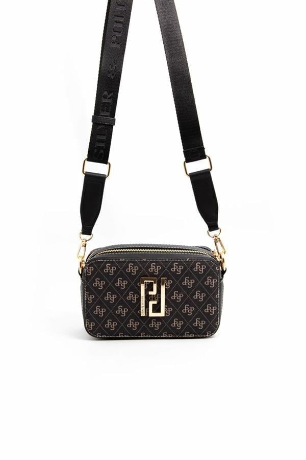 Silver & Polo SP1078 Kadın Çapraz Çanta Monogram Füme-Siyah