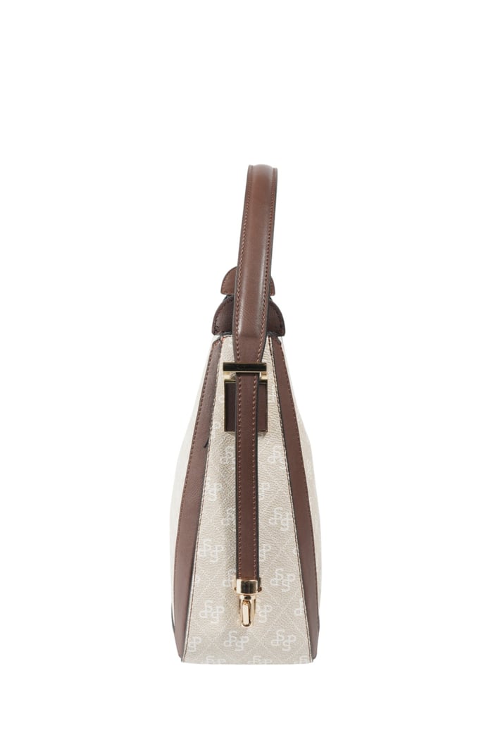 Silver Polo Taş - Kahve Monogram Kadın Omuz Çantası SP1187