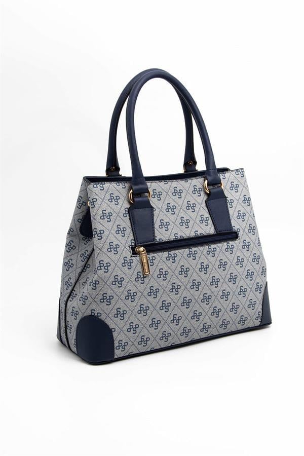 Silver & Polo SP667 Kadın El Çantası Monogram Gri-Lacivert
