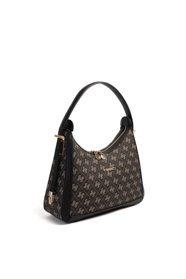 Silver & Polo SP1187 Kadın Omuz Çantası Monogram Füme-Siyah