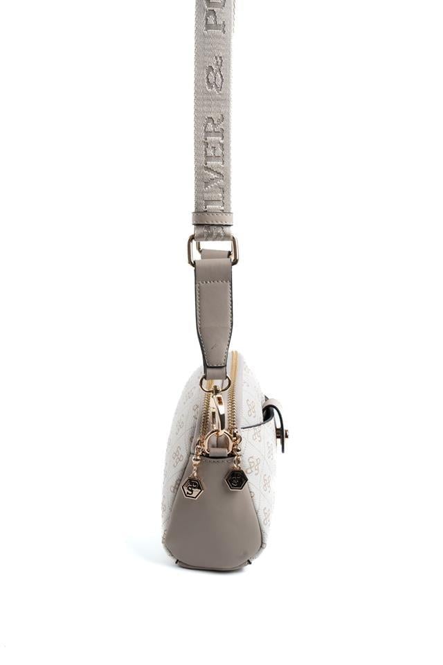 Silver Polo Bej - Kum Monogram Kadın Çapraz Çanta SP1144