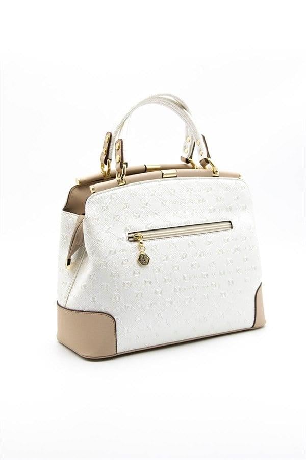 Silver & Polo SP706 Kadın El Çantası Logolu Sedef-S.Nut