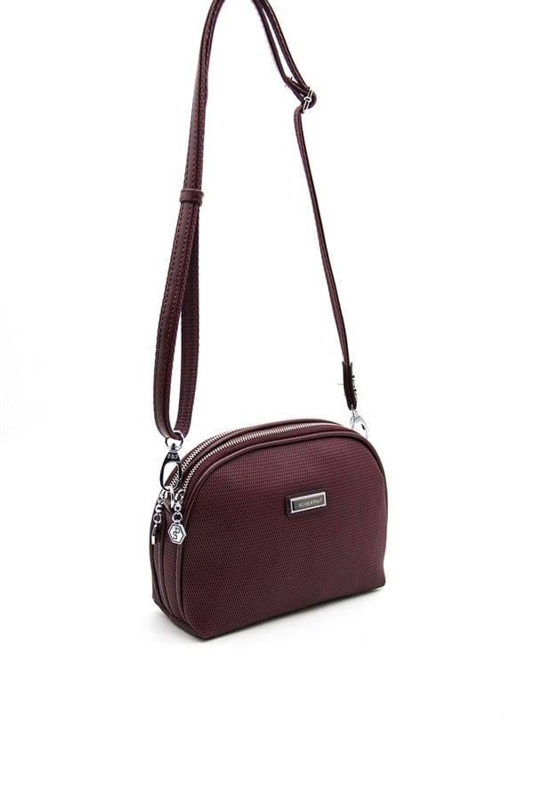 Silver Polo Bordo - Bordo Petek Kadın Çapraz Çanta SP765