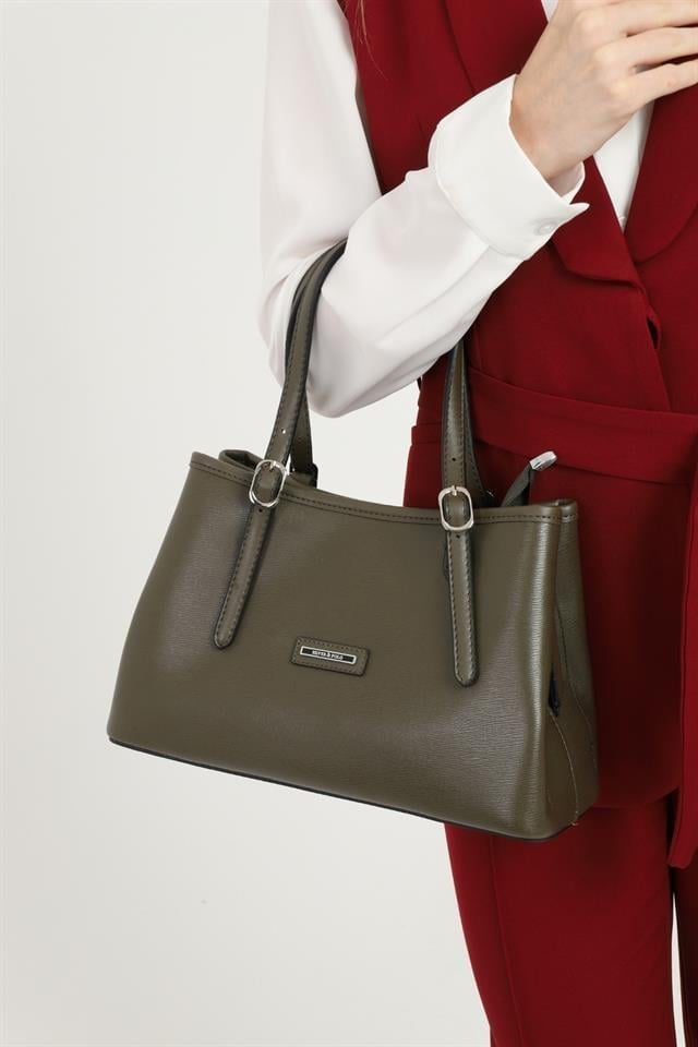 Silver & Polo SP1252 Kadın El Çantası Düz Zeytuni