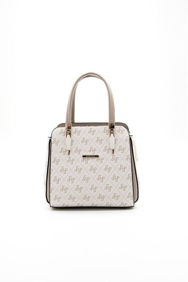 Silver & Polo SP1136 Kadın El Çantası Monogram Bej-Kum