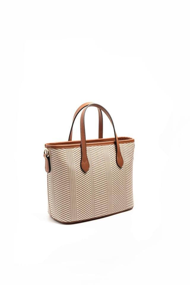 Silver & Polo SP1185 Kadın El Çantası Hasır Bej-Taba