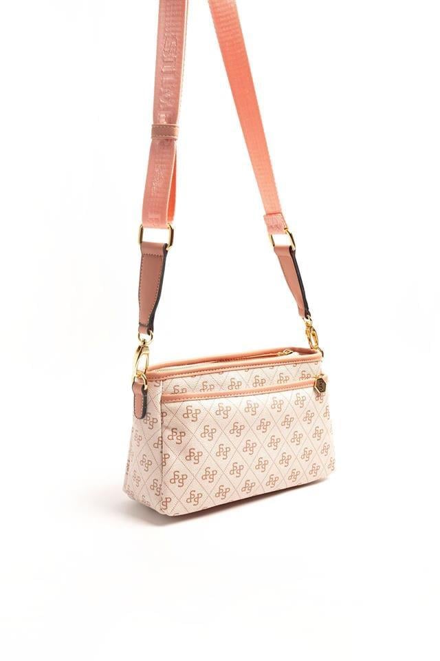 Silver Polo Pembe - Somon Monogram Kadın Çapraz Çanta SP1184