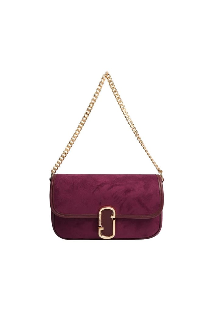 Silver Polo Bordo - Bordo Süet Kadın Omuz Çantası SP1171