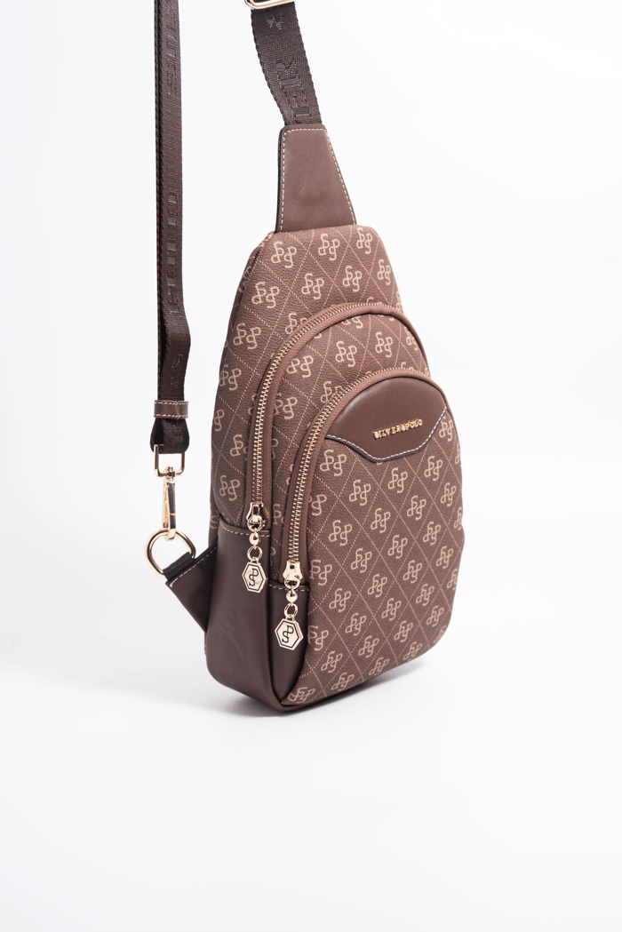 Silver Polo Kahve - Kahve Monogram Kadın Vücut Çantası SP959