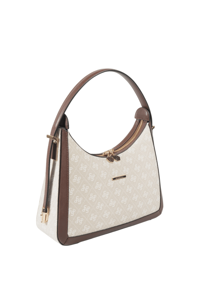 Silver Polo Taş - Kahve Monogram Kadın Omuz Çantası SP1187