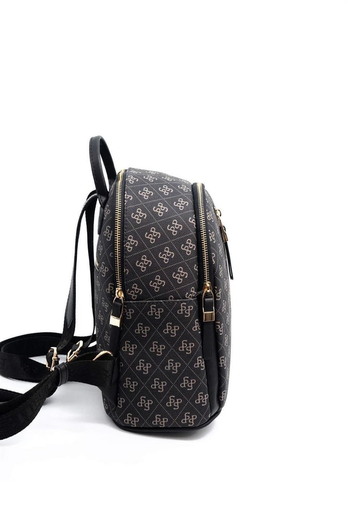 Silver Polo Füme - Siyah Monogram Kadın Sırt Çantası SP901