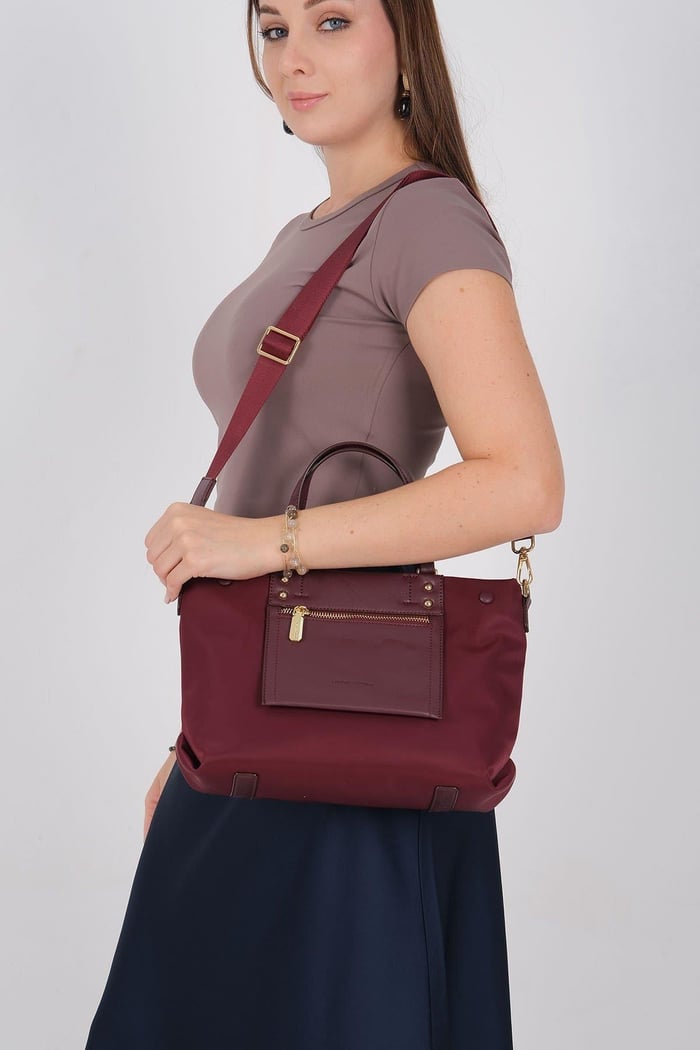 Silver Polo Bordo - Bordo Saten Kadın El Çantası SP1213