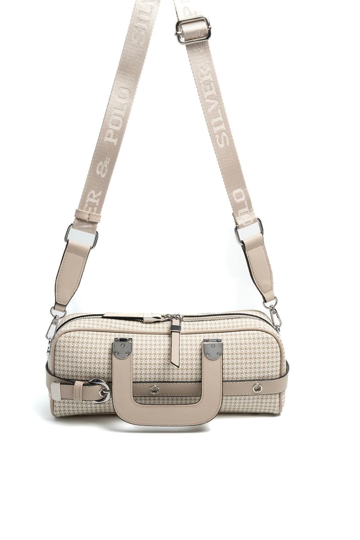 Silver Polo Kum - Kum Beji Kaz Ayağı Ekose Kadın El Çantası SP1258