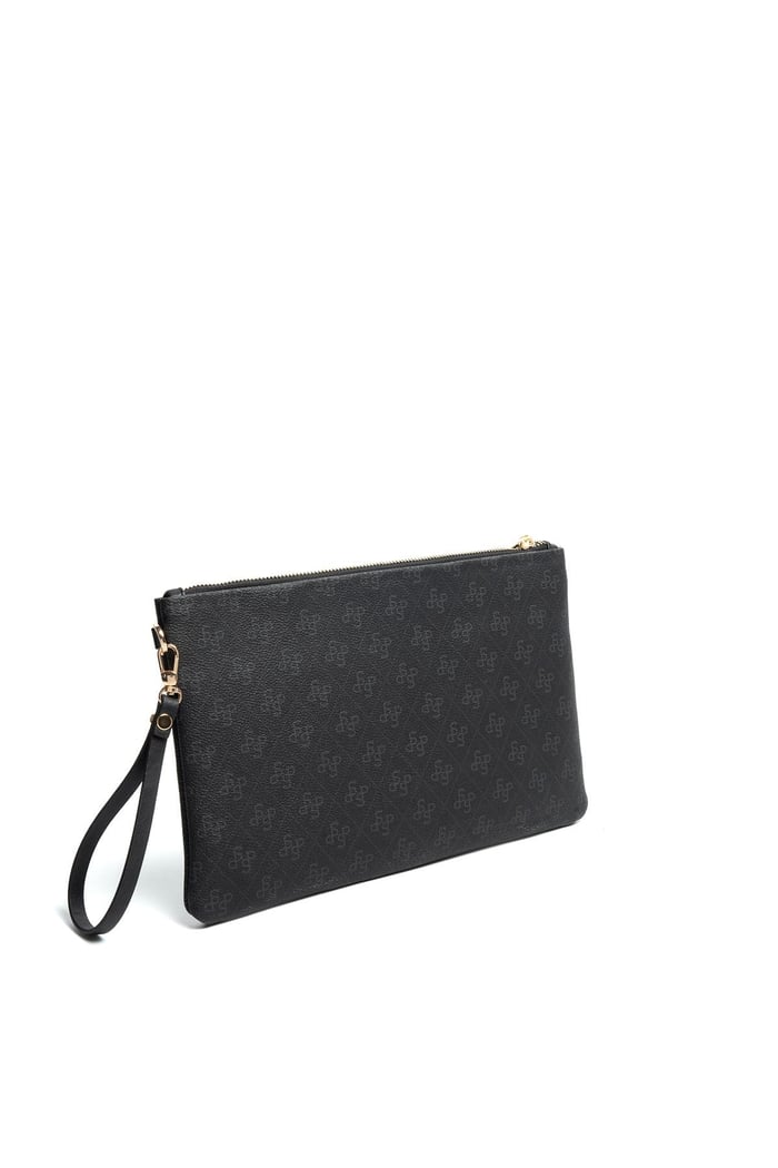 Silver Polo Siyah - Siyah Monogram Kadın Portföy ve Clutch El Çantası SP1034