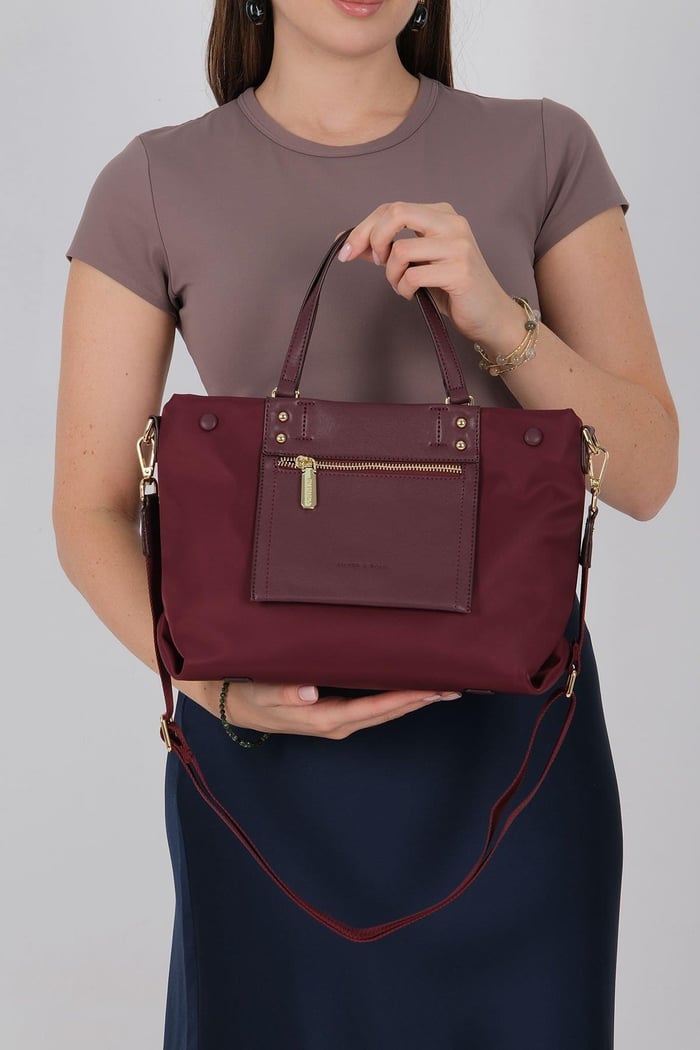 Silver Polo Bordo - Bordo Saten Kadın El Çantası SP1213