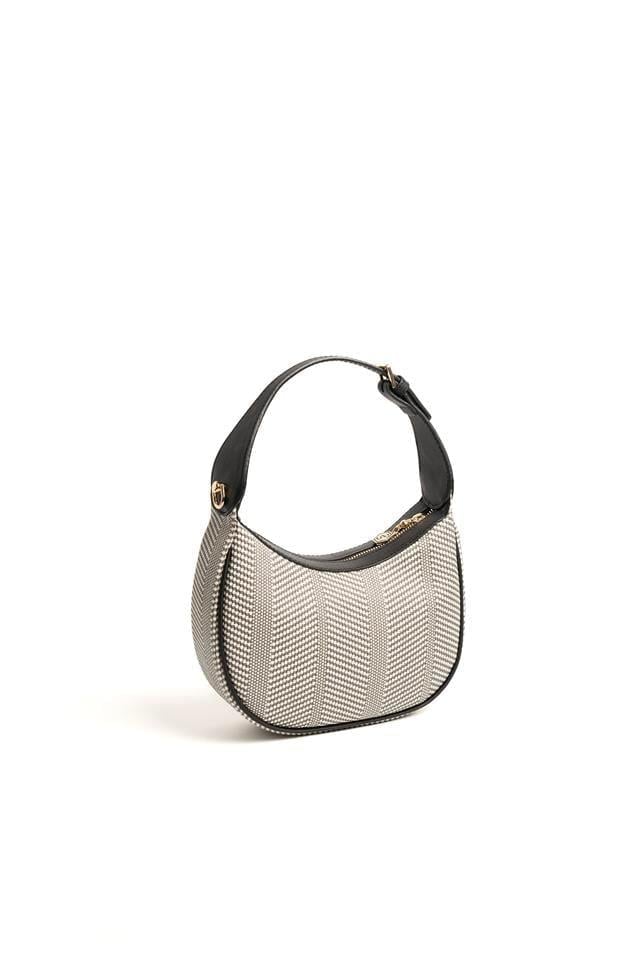 Silver Polo Siyah Beyaz - Siyah Hasır Kadın Omuz Çantası SP1194