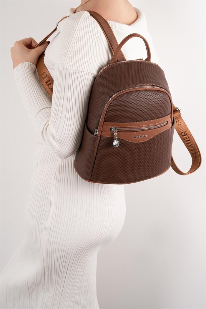 Silver Polo Kahve - Taba Petek Kadın Sırt Çantası SP1161