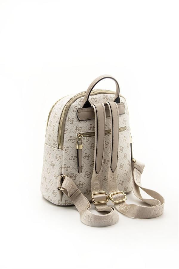 Silver & Polo SP901 Kadın Sırt Çantası Monogram Bej-Kum