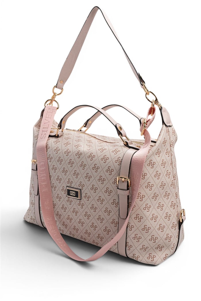Silver Polo Pembe - Pudra Monogram Kadın Seyahat Çantası SP1064