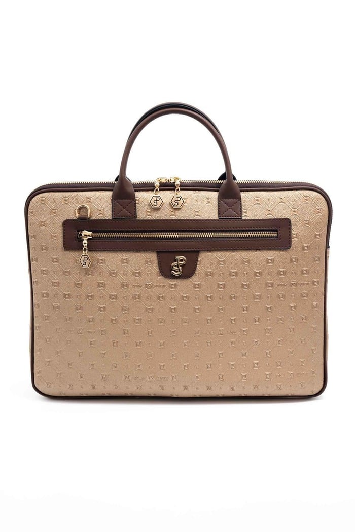 Silver & Polo SP1175 Kadın Laptop & Evrak Çantası Logolu Bronz-Kahve
