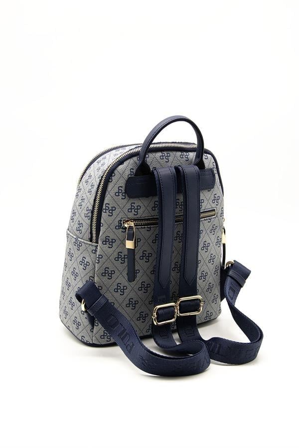 Silver & Polo SP901 Kadın Sırt Çantası Monogram Gri-Lacivert