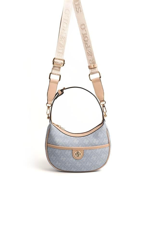 Silver & Polo SP1194 Kadın Omuz Çantası Monogram Mavi-Ten