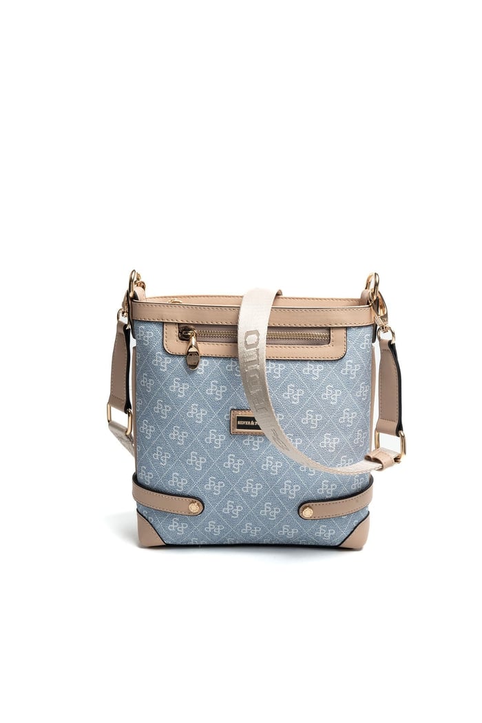 Silver & Polo SP1120 Kadın Çapraz Çanta Monogram Mavi-Ten
